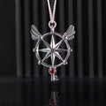 Sterling silver crystal key necklace with rhodolite garnet