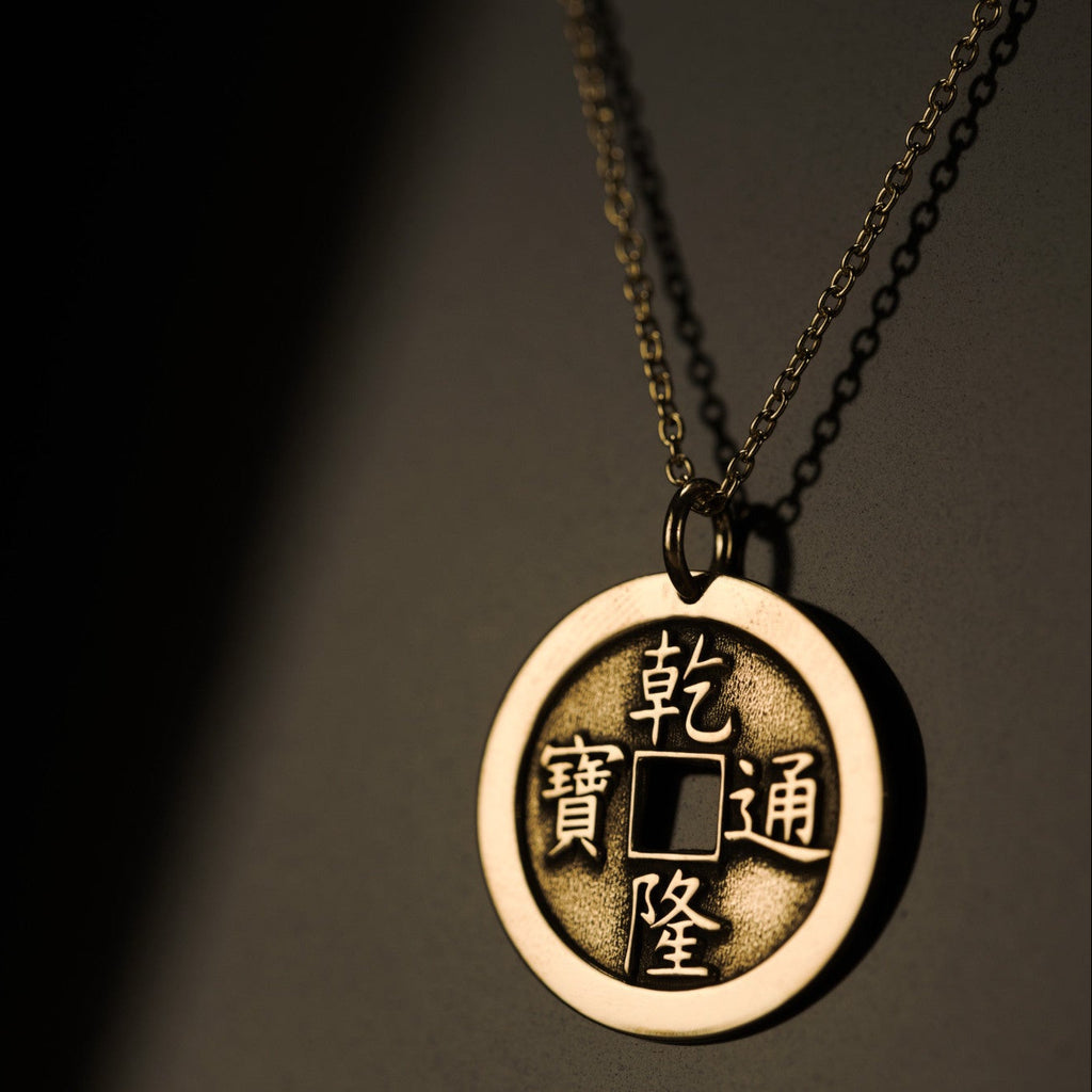 Gold-plated hexagram coin necklace