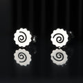 Ramen earrings in sterling silver with narutomaki spiral design