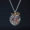 Sterling silver red heart fruit necklace with cubic zirconia