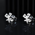 Shihan stud earrings in sterling silver with mastery symbol design