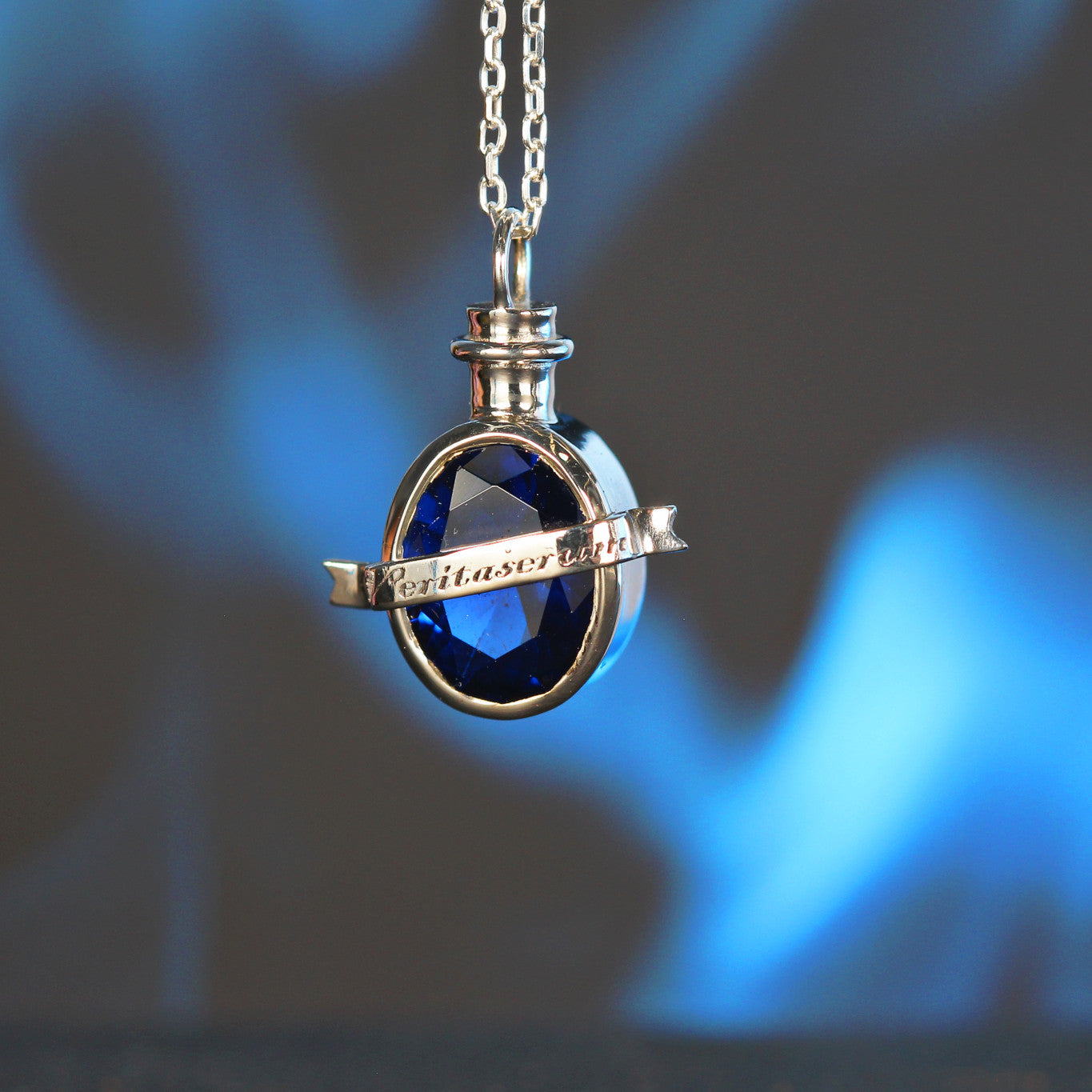 Full view of truth elixir necklace in sterling silver